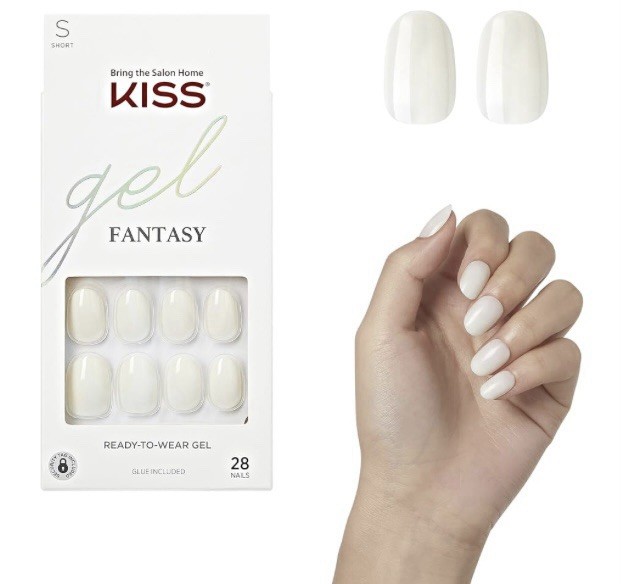 Kiss Gel Fantasy 28 White Nails Ready To Wear Glue Included 93419/FC16 Sz Short
