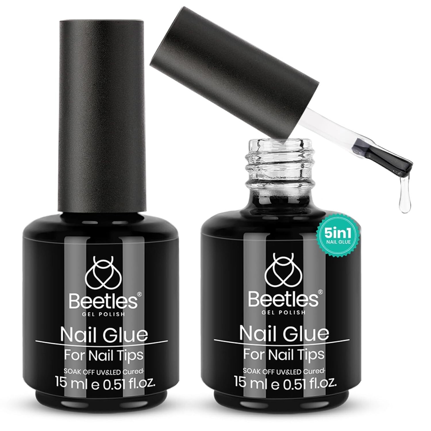Nail Glue Kit Gel 15ml 2 Pcs Super Strong Low Odor for Acrylic Nail Art DIY