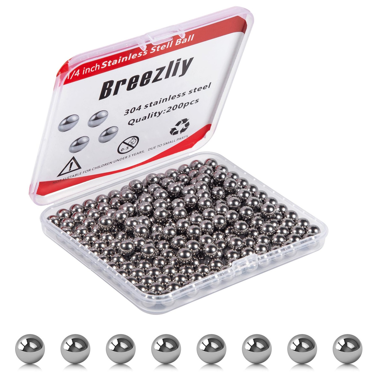Breezliy 200 Pieces 1/4″ Bracket Bike Loose Bearing Balls Stainless Steel 304
