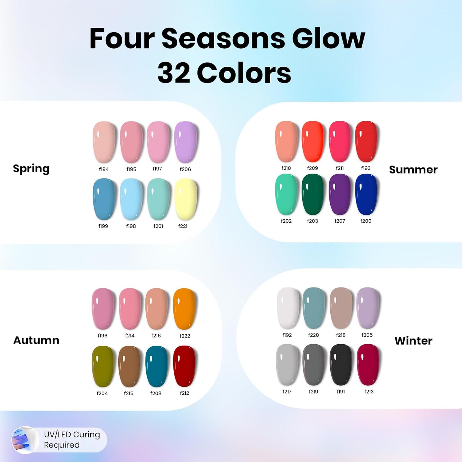 Gel Nail Polish Kit with UV Light, 54 Pieces, 32 Colors, Base and Top Coat, Soak