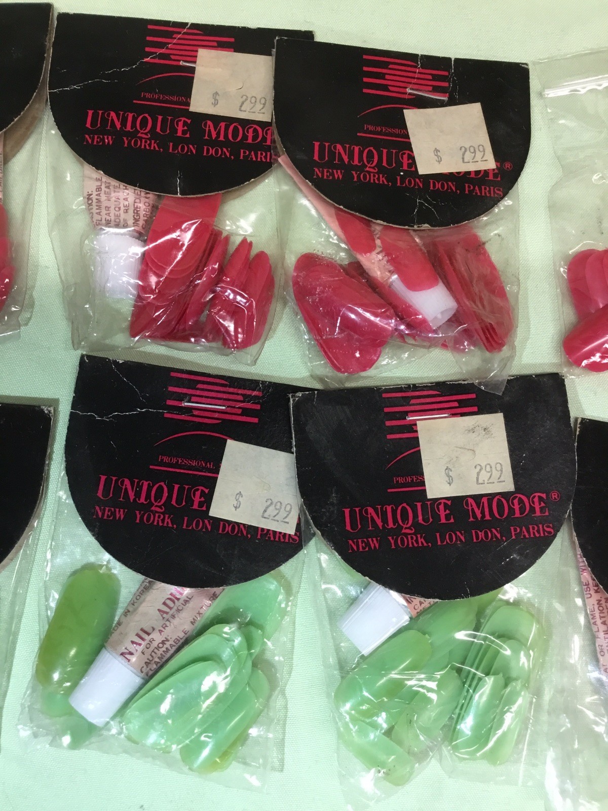 VTG NEW ’90’s Dead Stock Unique Mode New York Nails Lot Of 11 Pink And Green
