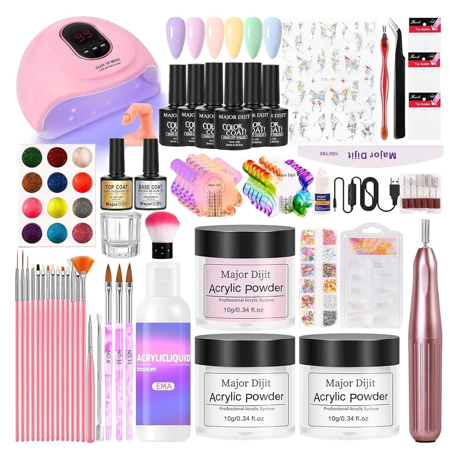 Nail Kit Acrylic Set -Acrylic Nail Kit for Beginners with Everything Gel Polish