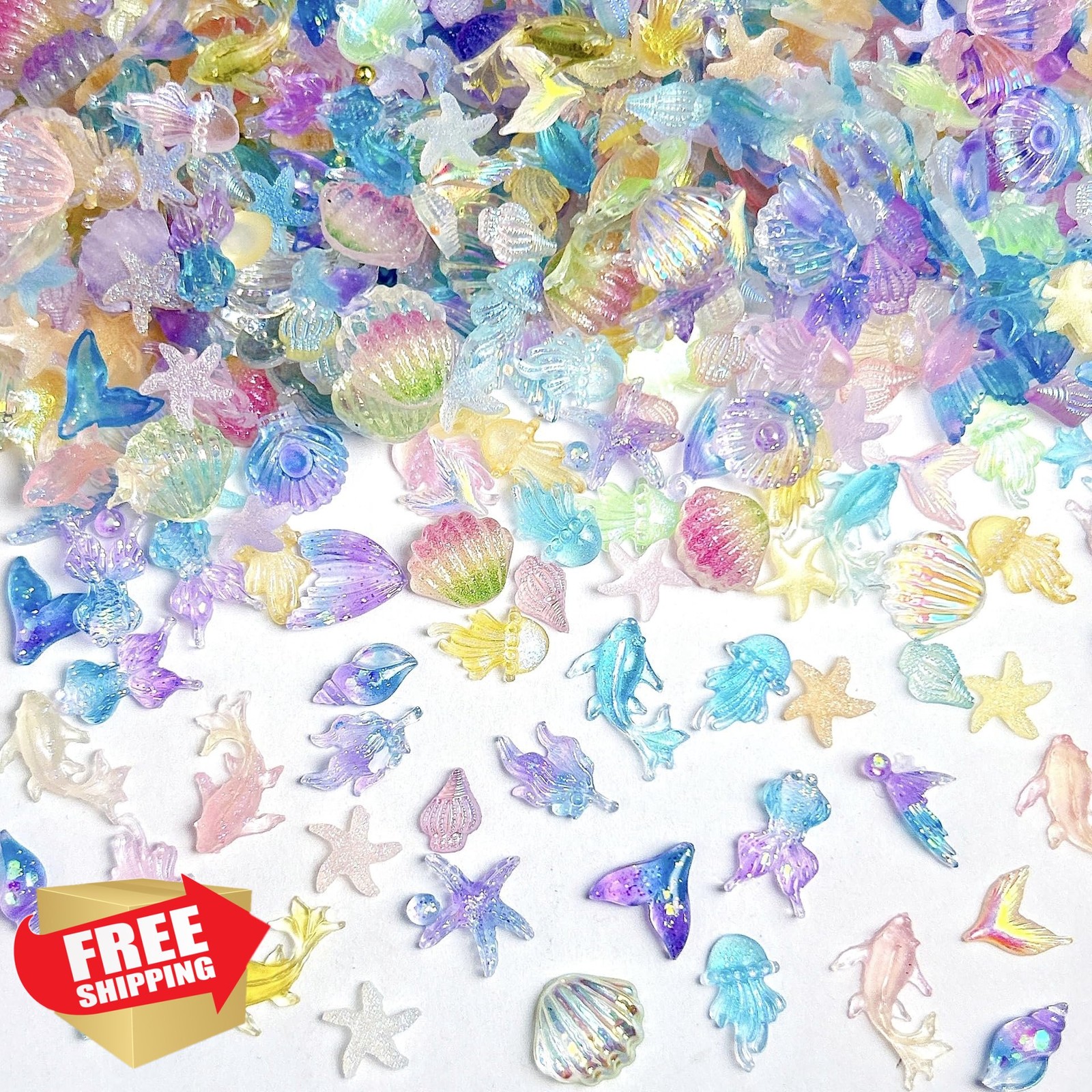 Tephrent 200PCS Resin Nail Charms Multicolored