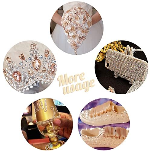 2630Pcs Gold Nail Rhinestones 120 Multi Shapes Crystal Flatback A Set Champagne