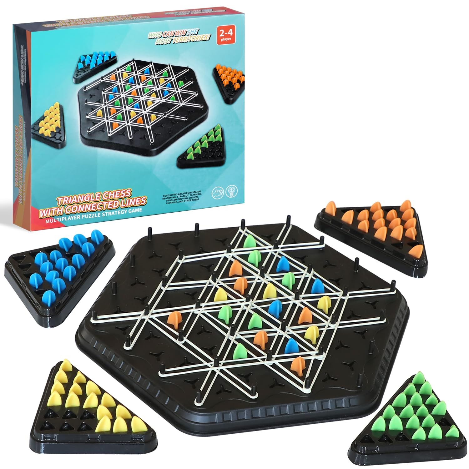 Chain Triangle Chess Game, Triggle Board Game for Family 1x1x0.1 inches