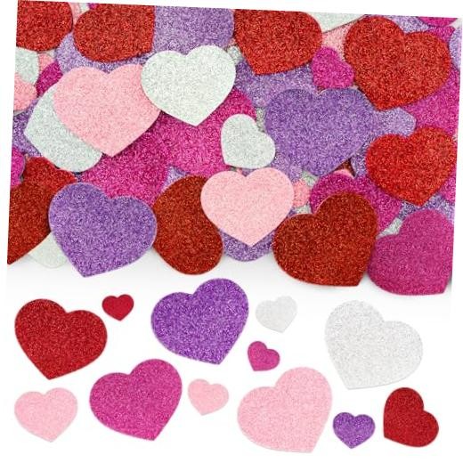 360Pcs Heart Stickers – Colorful Glitters Shape Stickers for Reward Foam Heart