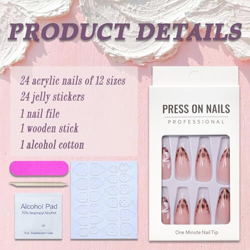 Press on Nails Medium Almond SWEKKE French Tip Fake Nails False Almond Nails23