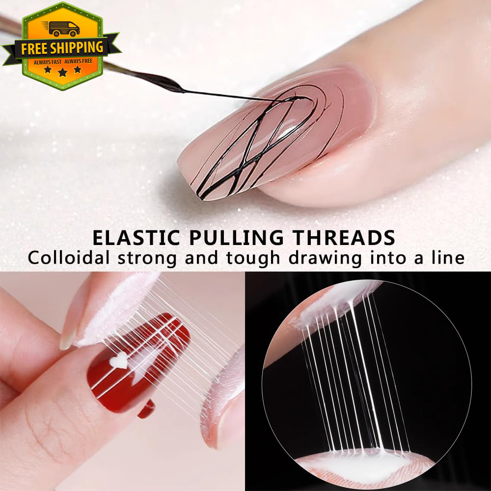 6 Colors Spider Gel Nail Art Set With Brush Elastic Drawing Polish DIY Manicure