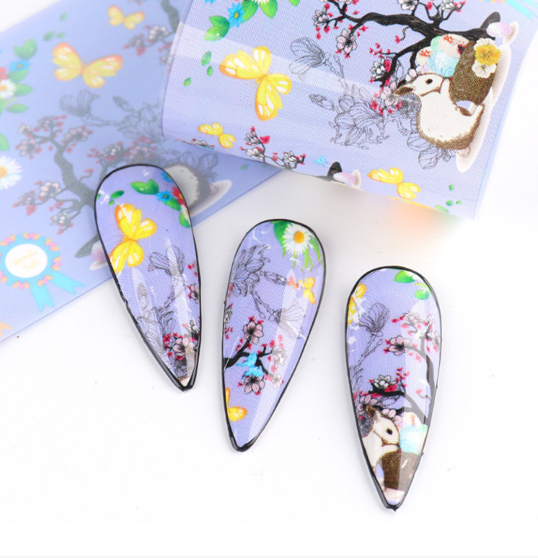 10 Rolls Easter Rabbit Eggs Flower Heart Nail Foil Transfer Stickers Decals