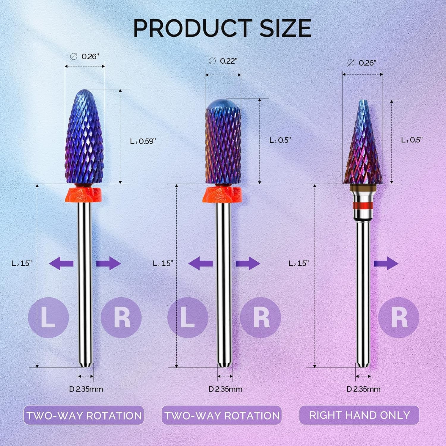 Nail Drill Bits Set, 3/32” Carbide Tungsten Bits, Long Fle,