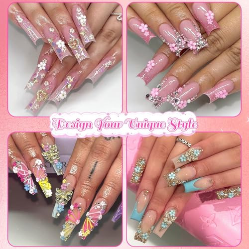 2 Boxes 3D Nail Charms Set Mix Color Bow Charms for Nails Colorful Acrylic
