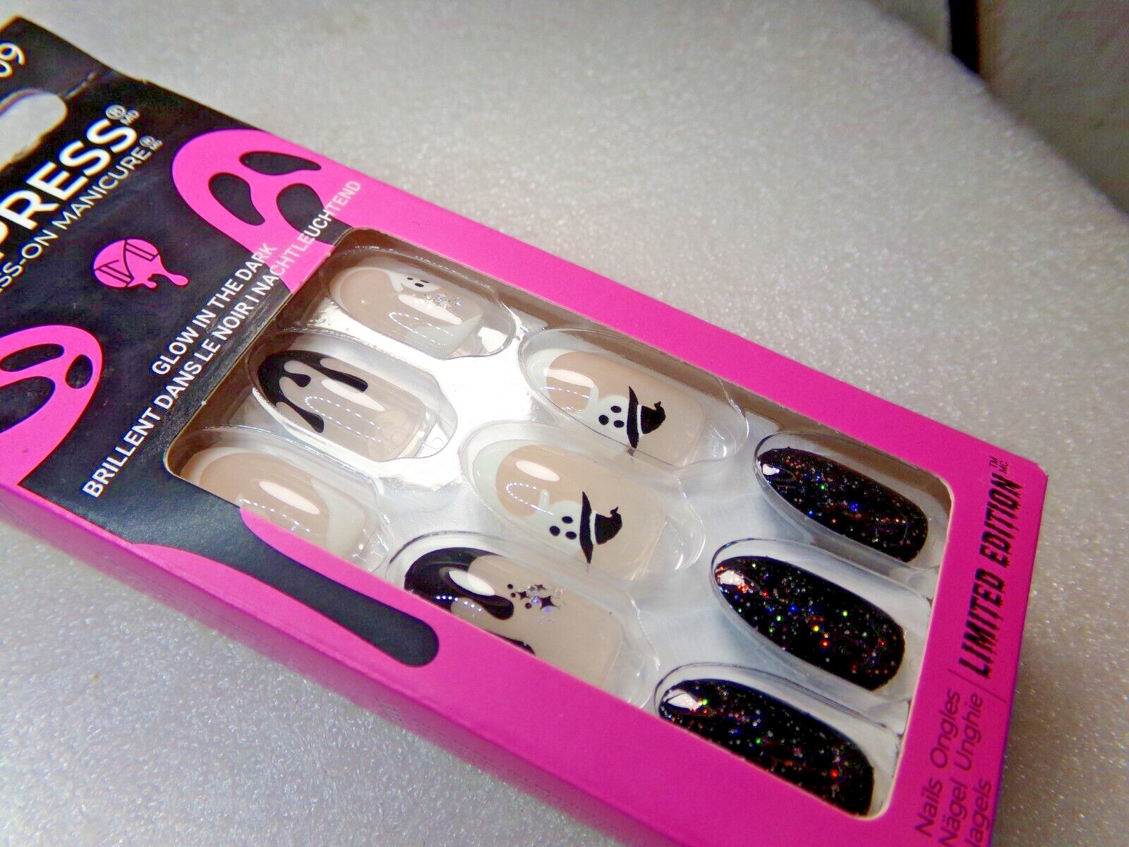 IMPRESS NAILS PRESS ON Medium – Nude French, Black with Ghosts