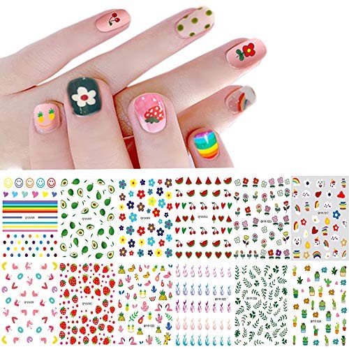 Nail Stickers for Women and Little Girls – 12 Sheets 3D Self-Adhesive 12 Pack