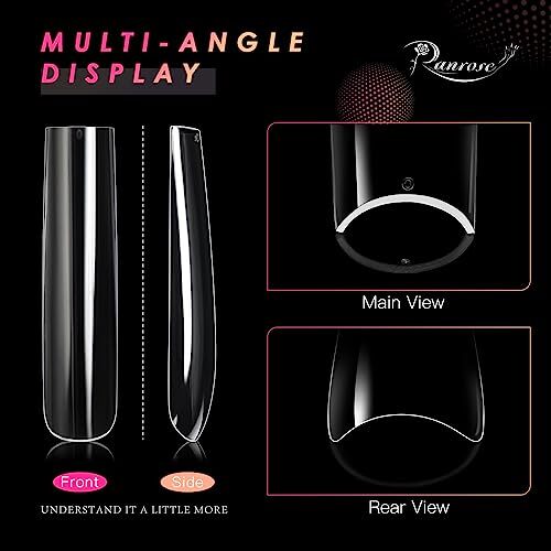 Extra Long Nail Tips,240PCS XXXL Long Square 240PCS Clear 3XL Square Tips
