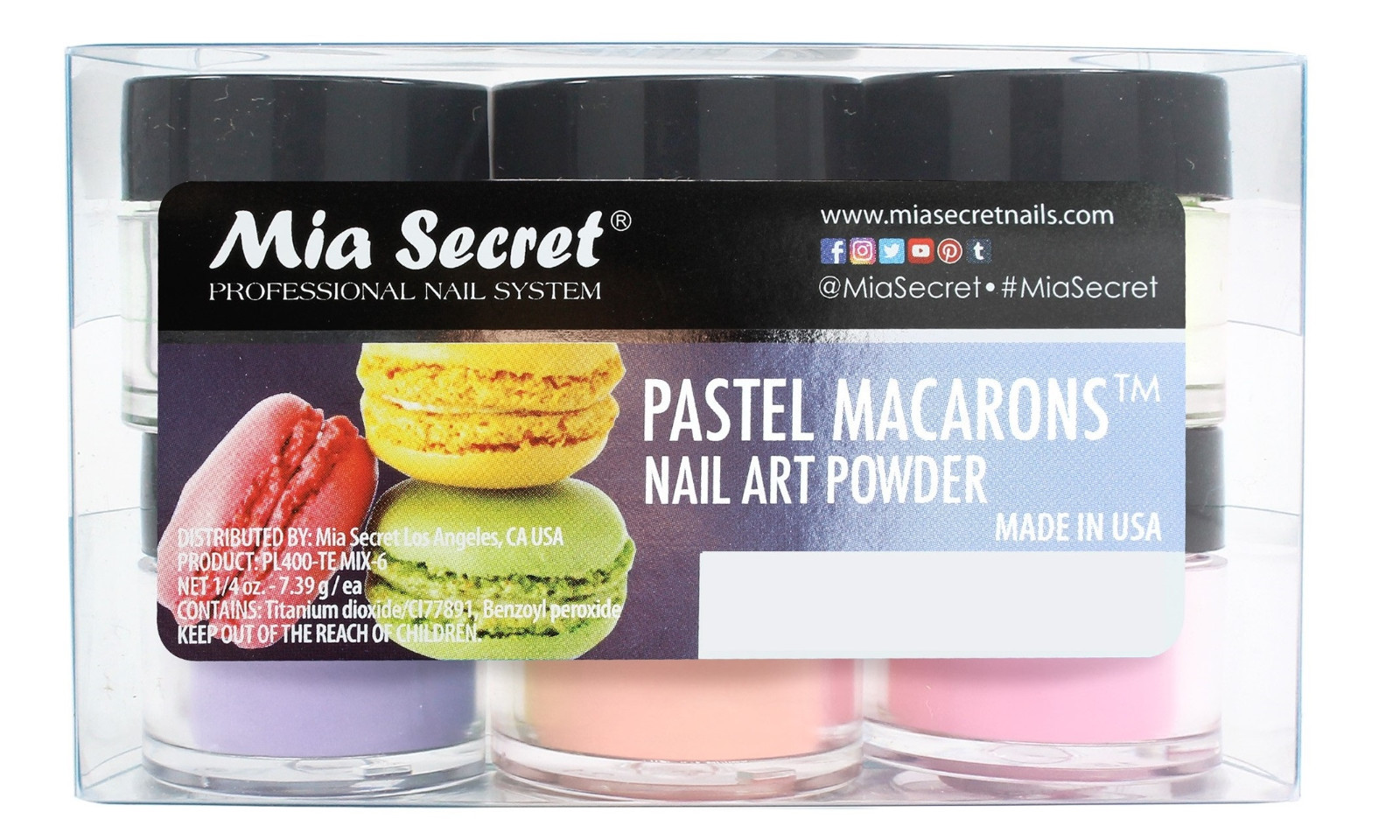 Mia Secret Nail Art Acrylic Professional Powder 6 Colors Set – PASTEL MACARONS