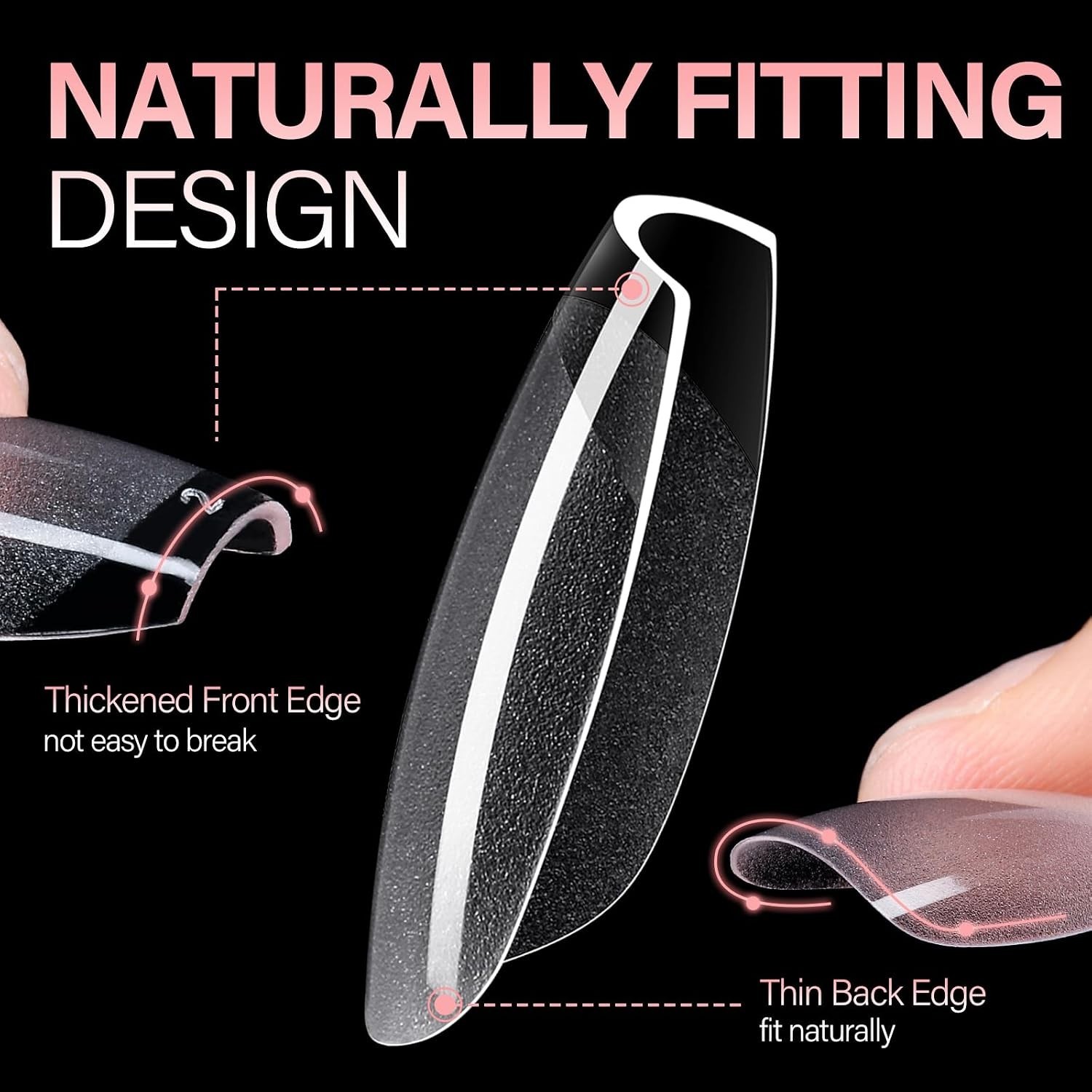 Flexible Short Coffin Nail Tips – Pre-Filed Clear Gelly, 216PCS for At-Home Glam