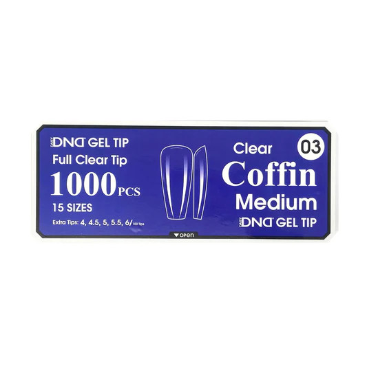 DND Gel Full Clear Tip Box #03 | Coffin Medium (1000 pcs)
