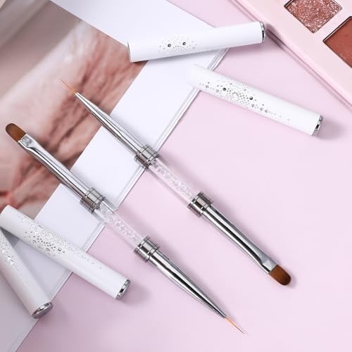 2 Pcs Double Ended French Tip Brush Hard Gel, Nail Builder Gel Brush, Brush L…