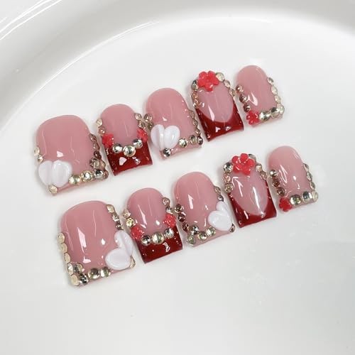 French Tip Press on Nails Handmadehortquare 3D Thick Acrylic Nails S Style37