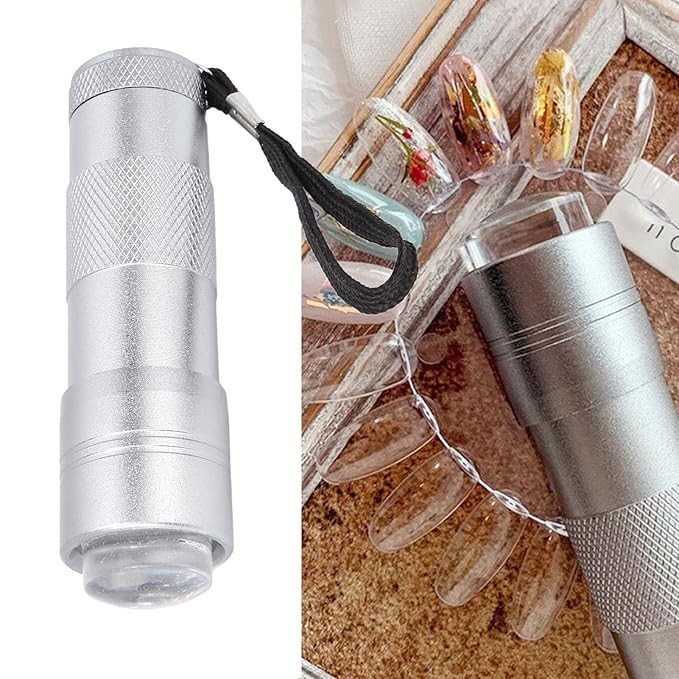Press Nail Art Flashlight, 12 Light Chips Handheld Nail Art Press Light Metal