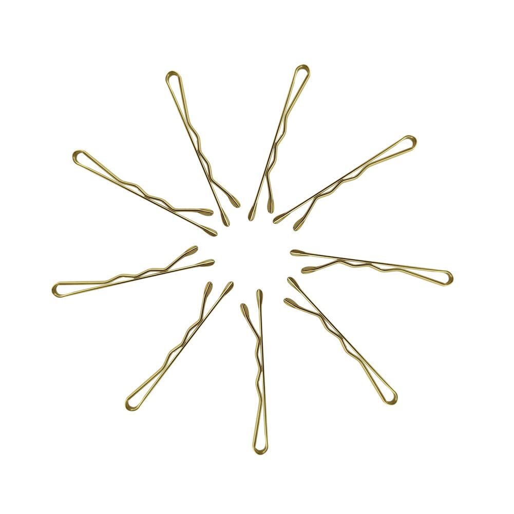 220 Count Mini Wavy 1.38 Inch Blonde Bobby Pins, YINGFENG Gold（1.38inch）