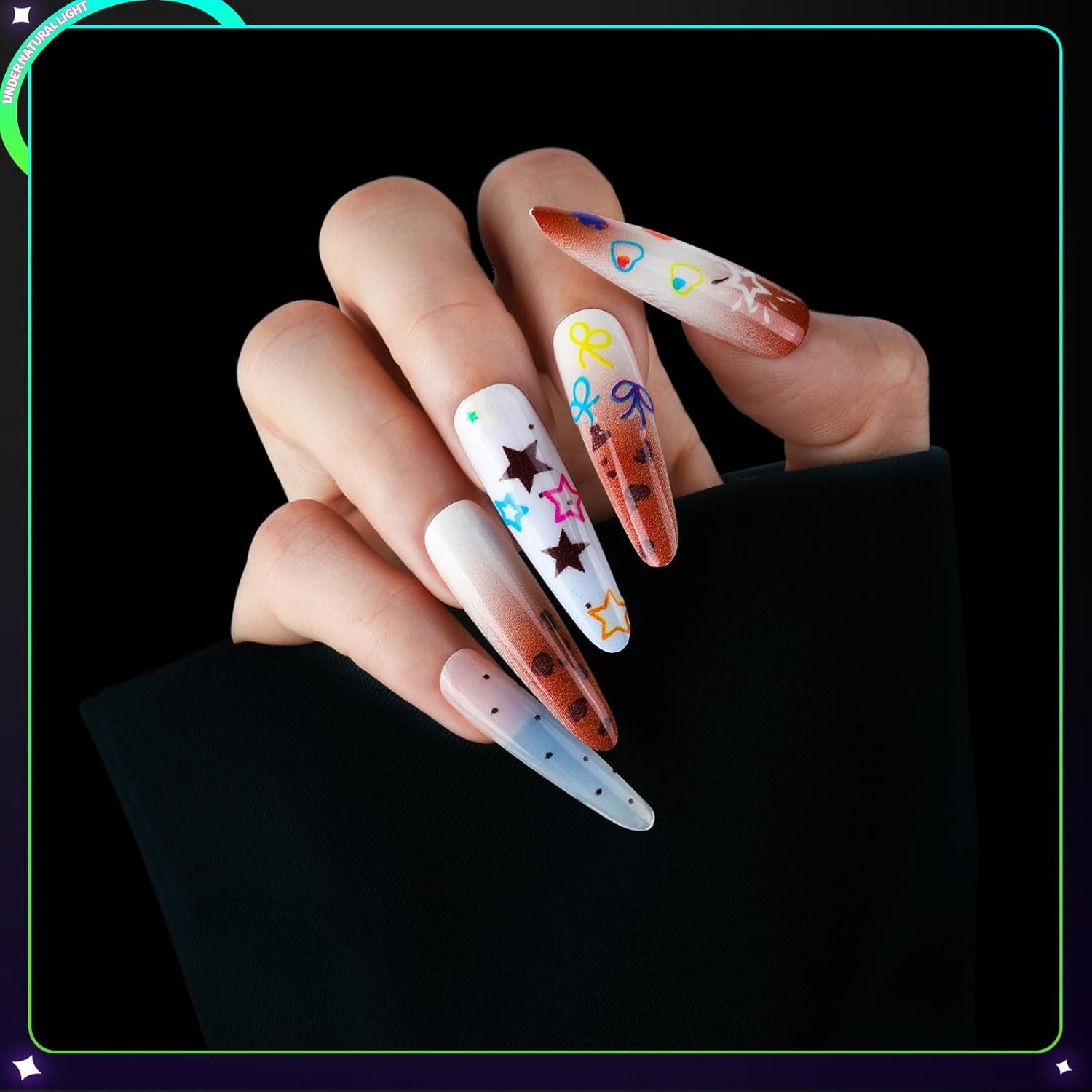 50 Sheets Glow in the Dark Nail Stickers for Kids, Girls Flower Nail Art Sticker