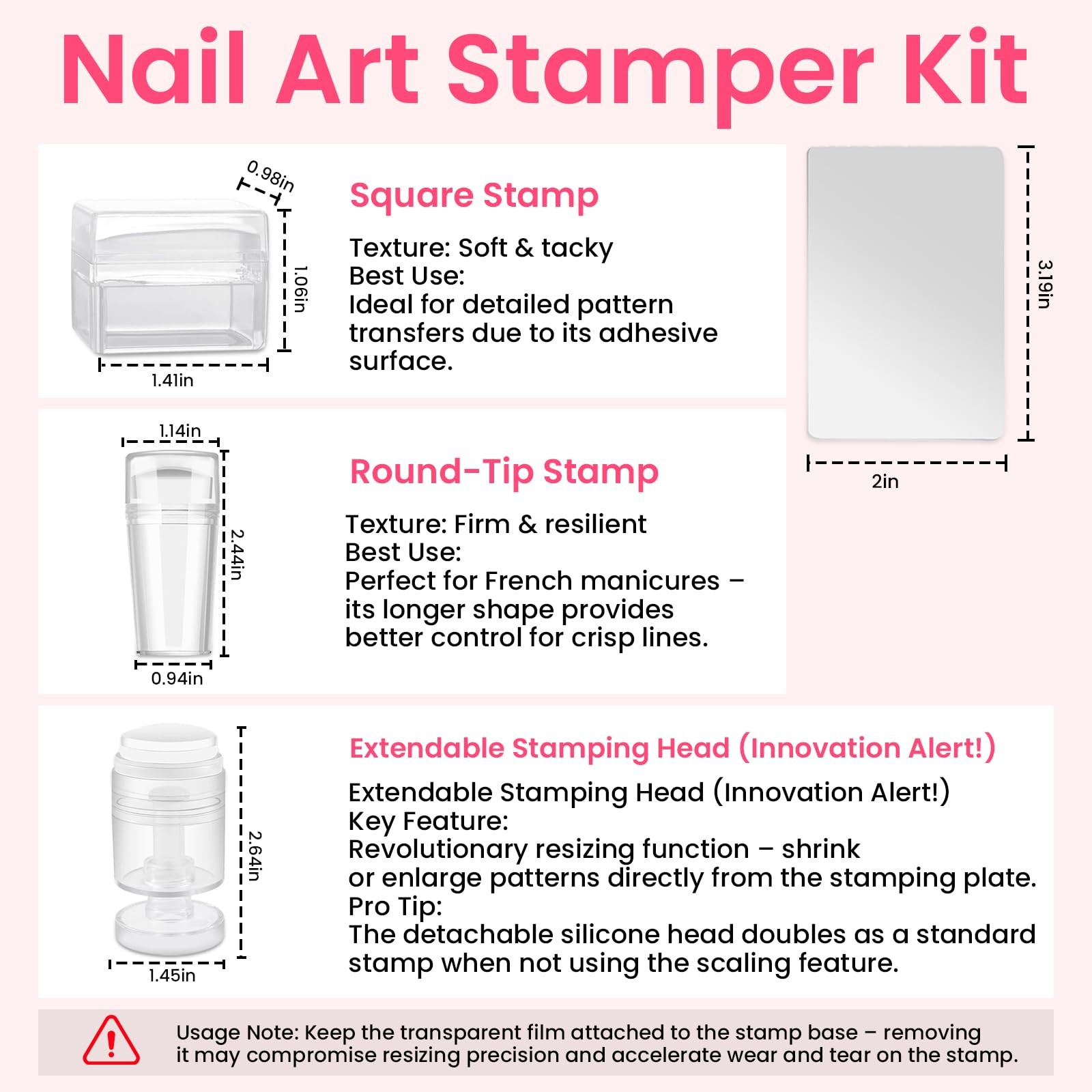 6PCS French Tip Nail Stamp Art Kit Clear Silicone Nail Jelly Stamper With Scr…
