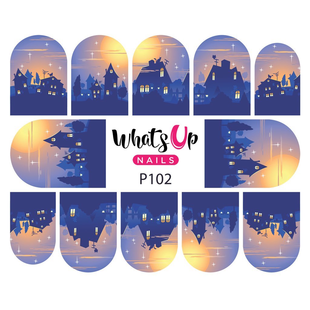 P102 Home at Dusk Water Decals Sliders for Nail Art Design
