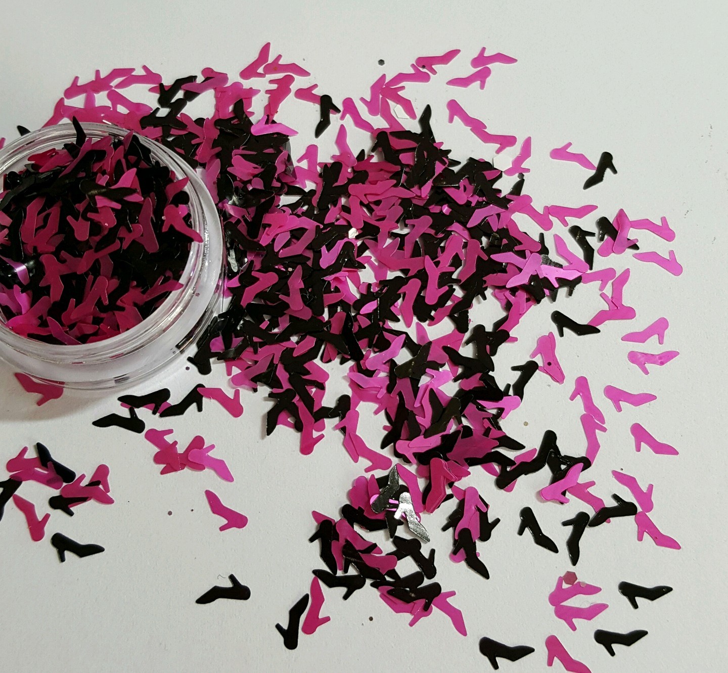 Nail glitter pink and black HIGH HEEL SHOE for acrylic/gel detail work