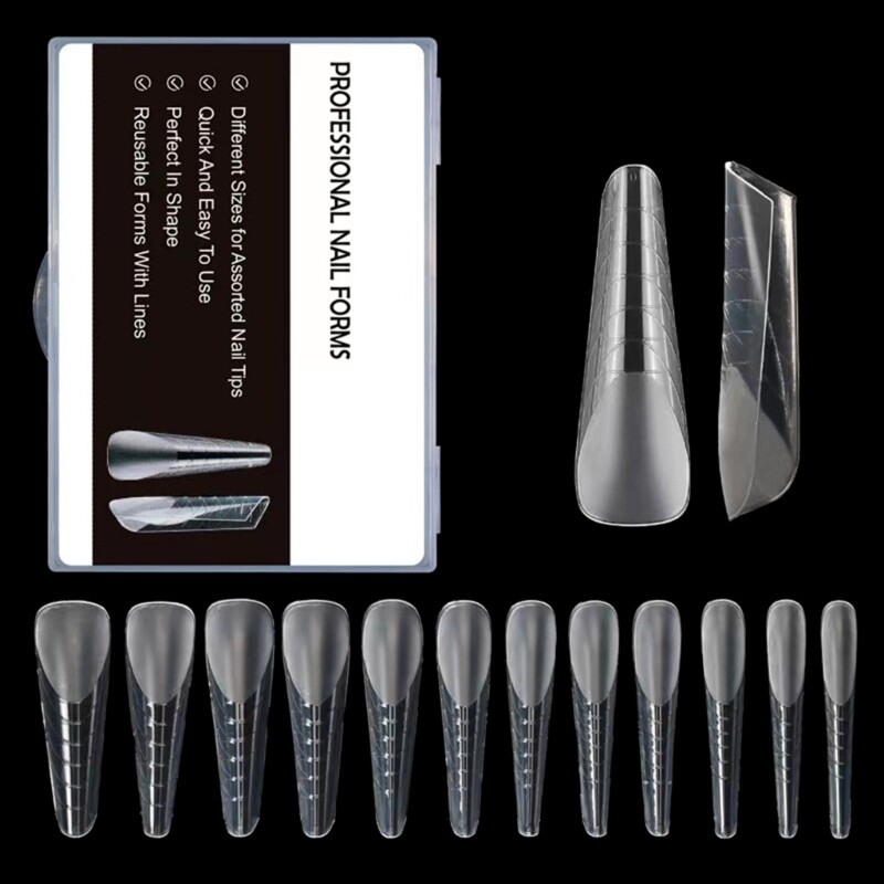 Clear Duals Acrylic Nail System Form UV Gel Nail Mold Full Cover Fasle Nail Tips