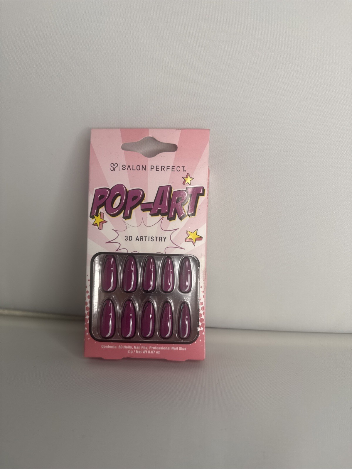 Salon Perfect POP-ART Press-On Nails Purple Magnetic 177 30 Nails + Glue