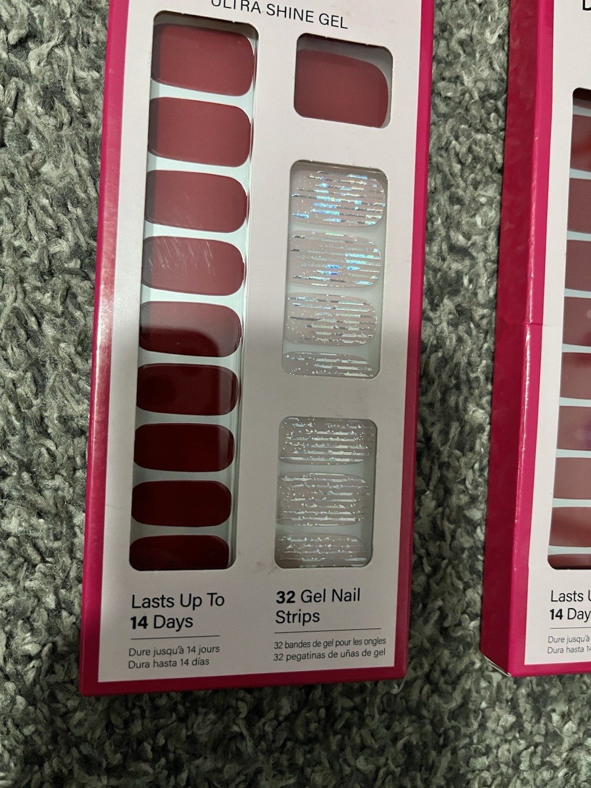 2 pk Dashing Diva Gloss Ultra Shine Gel Nail Strips Dance Floor Valentines LOT