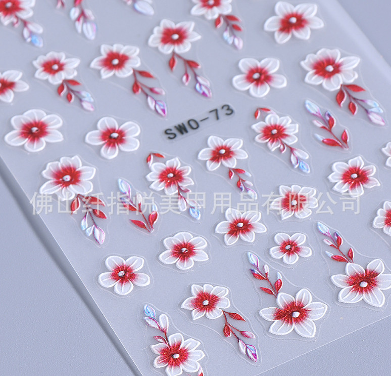 5D Embossed Balloon Star Floral Flowers Heart Nail Art Stickers Decals DIY NS52