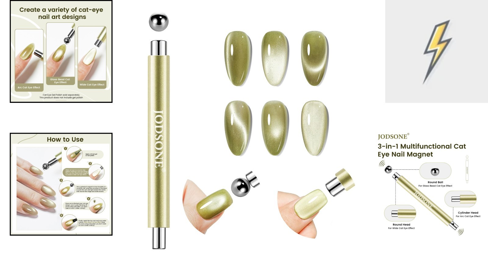Compact 3-in-1 Cat Eye Magnet Tool Set – Perfect for DIY Nail Art Enthusiasts