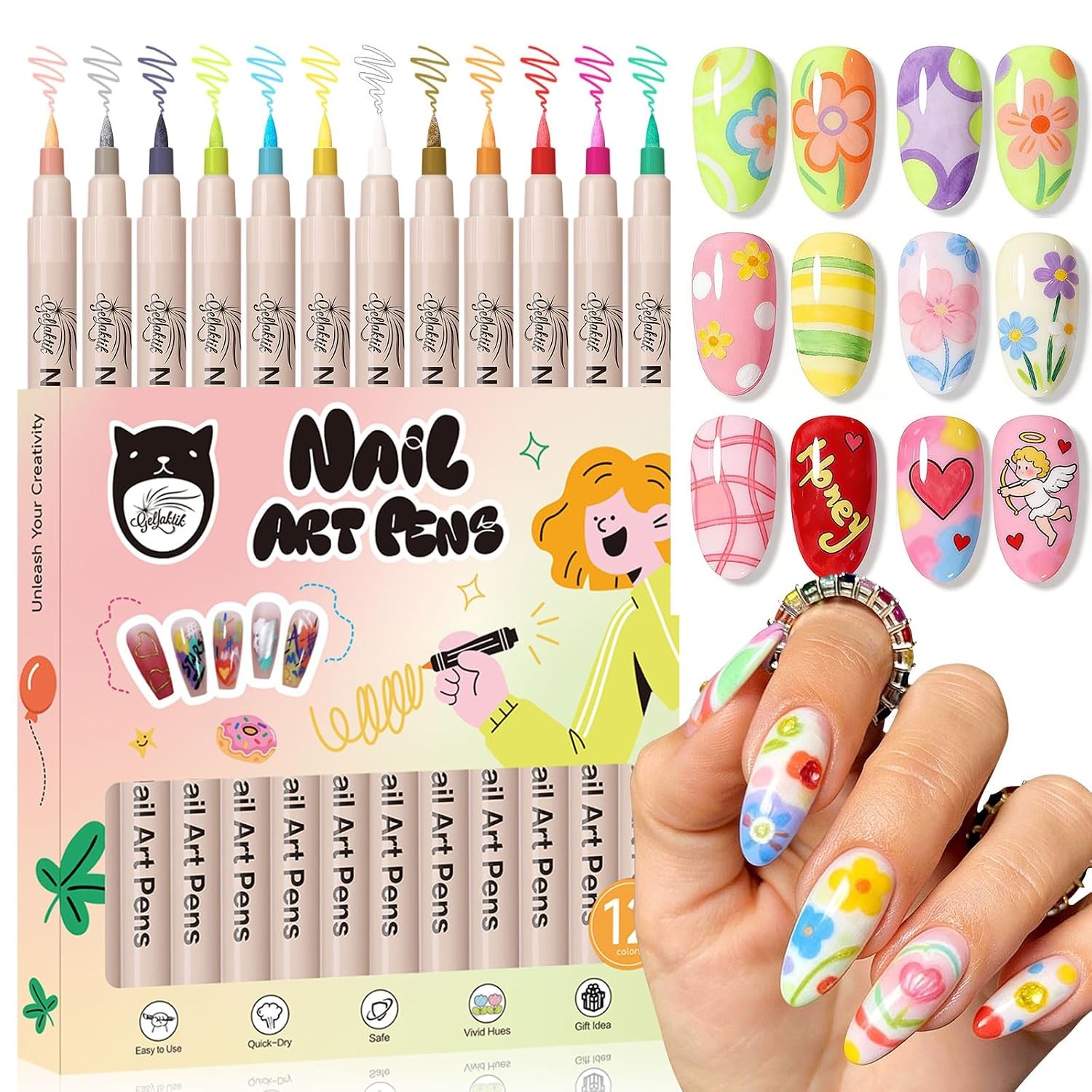 3D Waterproof Quick Dry Nail Art Pens 0.7mm White Nail Art Supplies DIY Nail