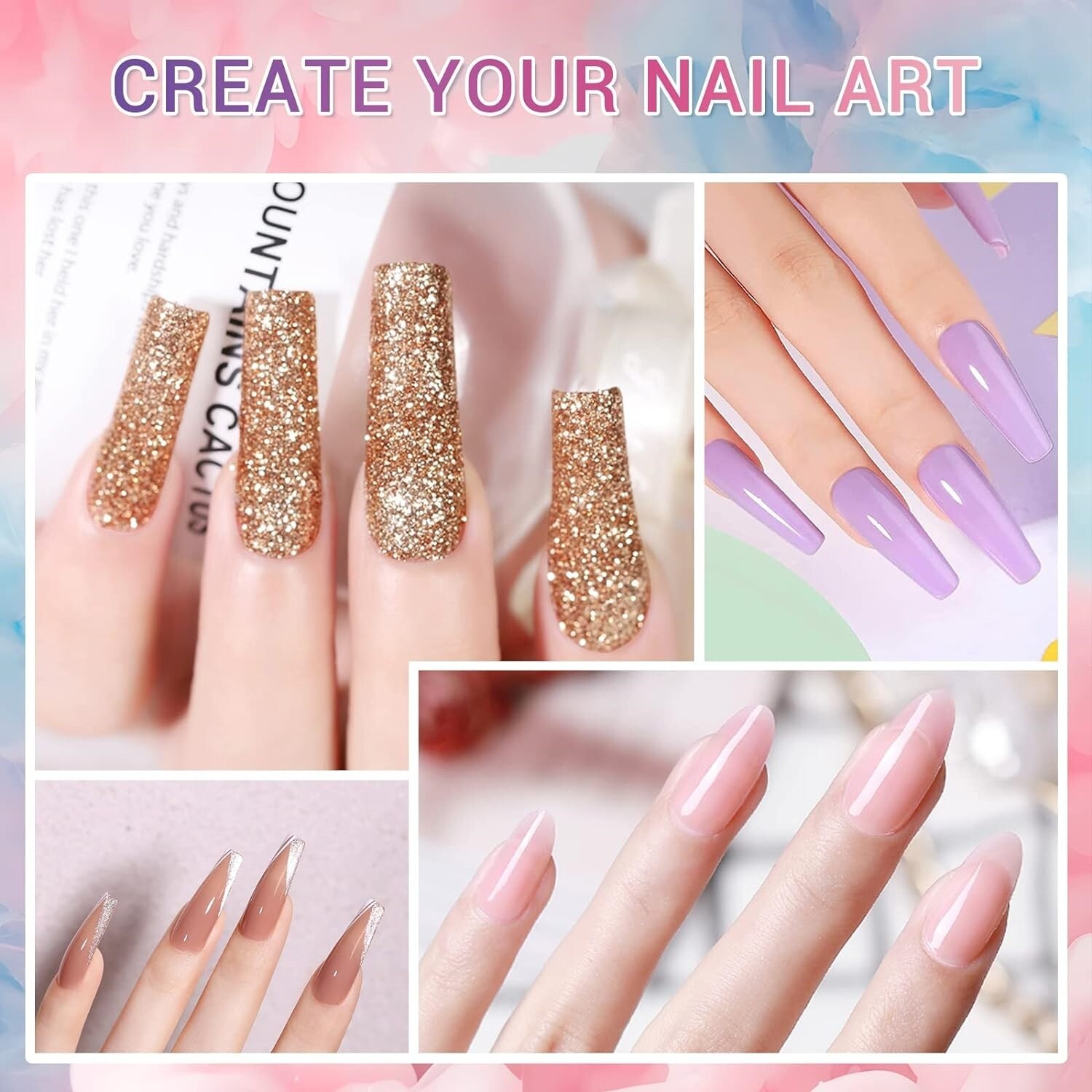 Kit De Unas Acrilicas Completo Manicura Uñas De Colores Una Postizas Uñas Acríli
