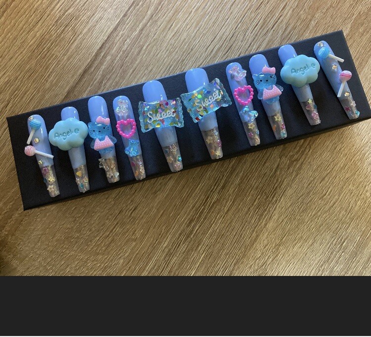 Ready To Ship Kawaii press on nails 3XL Square size Medium 15468