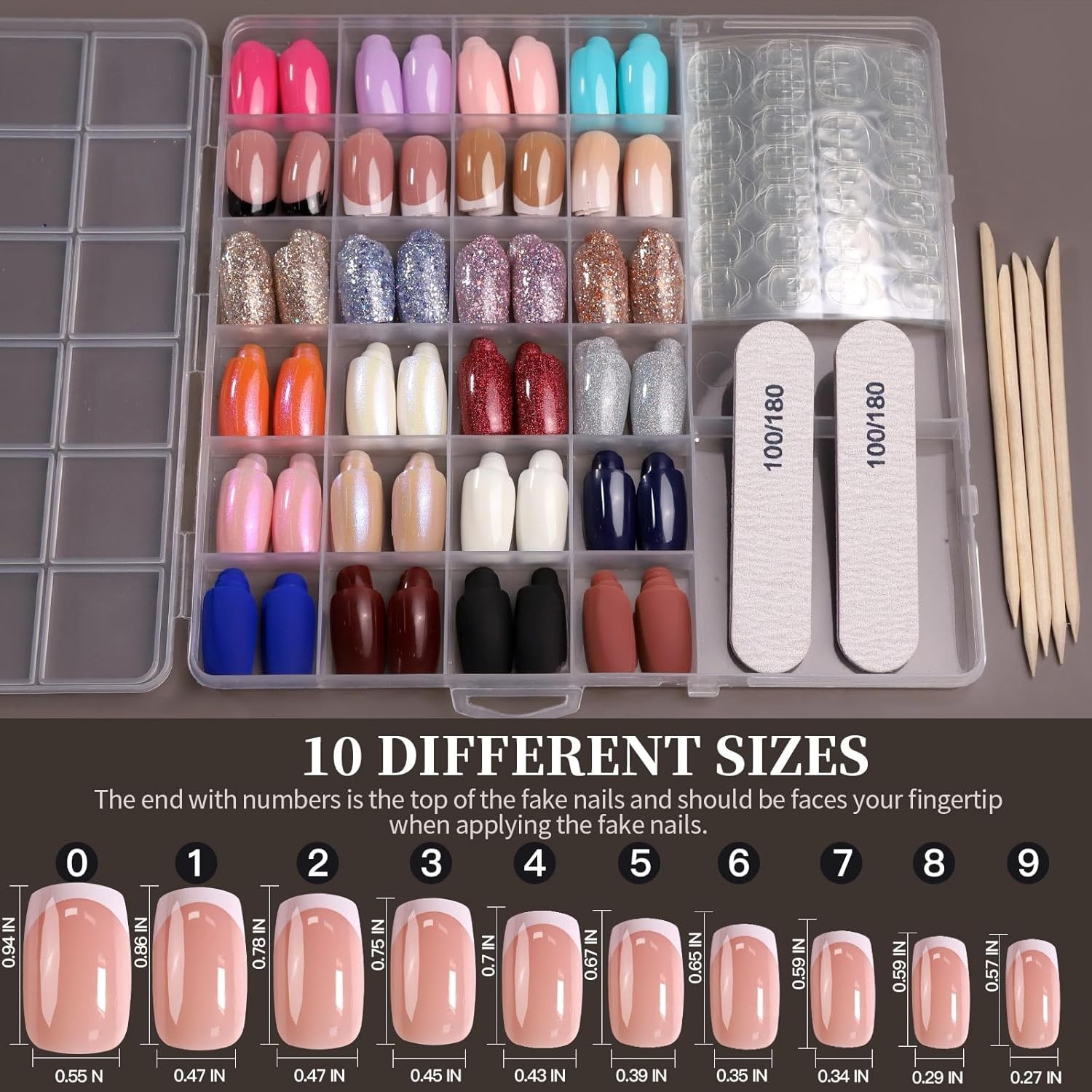 Variety Press On Nails Set 576 PCS in 24 Colors Glossy Matte and French Designs