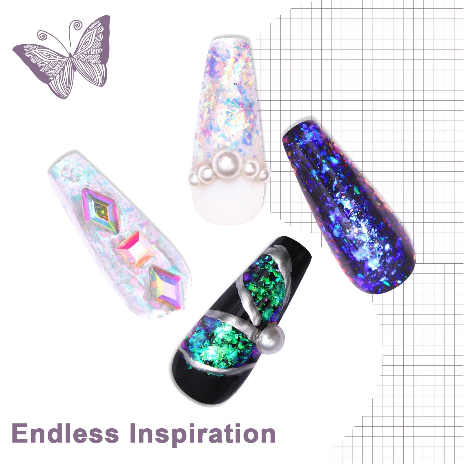 Laza Mermaid Fairytale Chameleon Flakes Nail Glitter Irregular Opal Nail Foil…