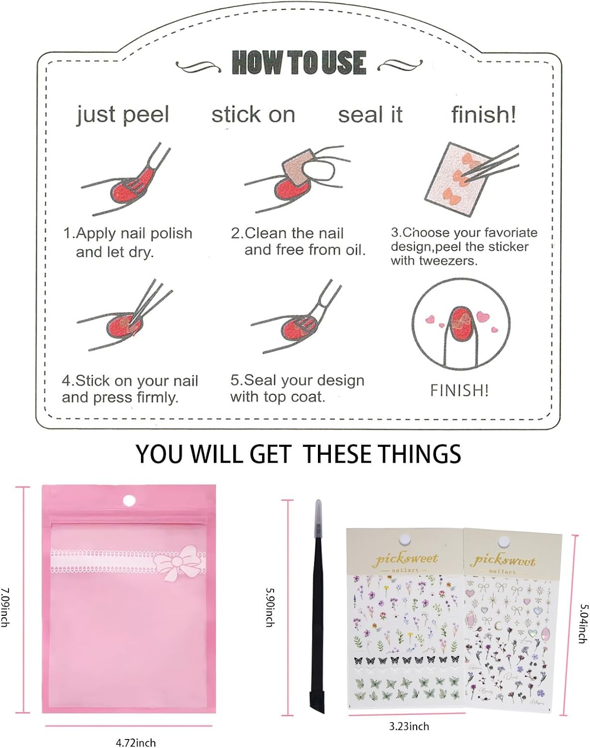 Flower Nail Stickers for Nail Art Decals Charms,5D Embossed Floral Butterfly and