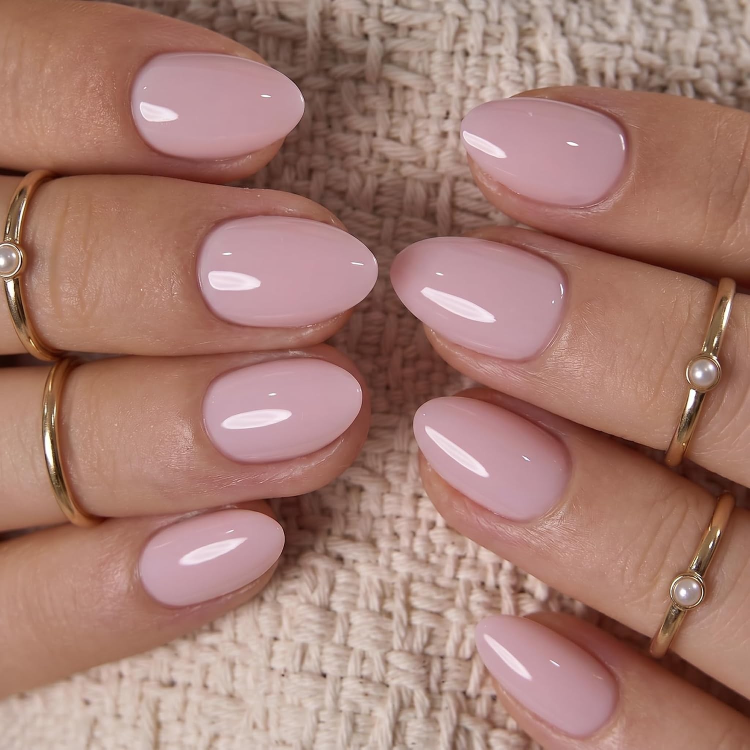 Extra Short Almond Press On Nails, Blush Veil Nude Pink, Soft Gel | 32PCS, 16