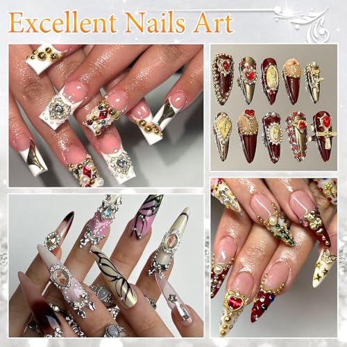 3D Nail Art Charm 12 Styles Metal Star Bows Heart Charms for Nails Gold&Silver