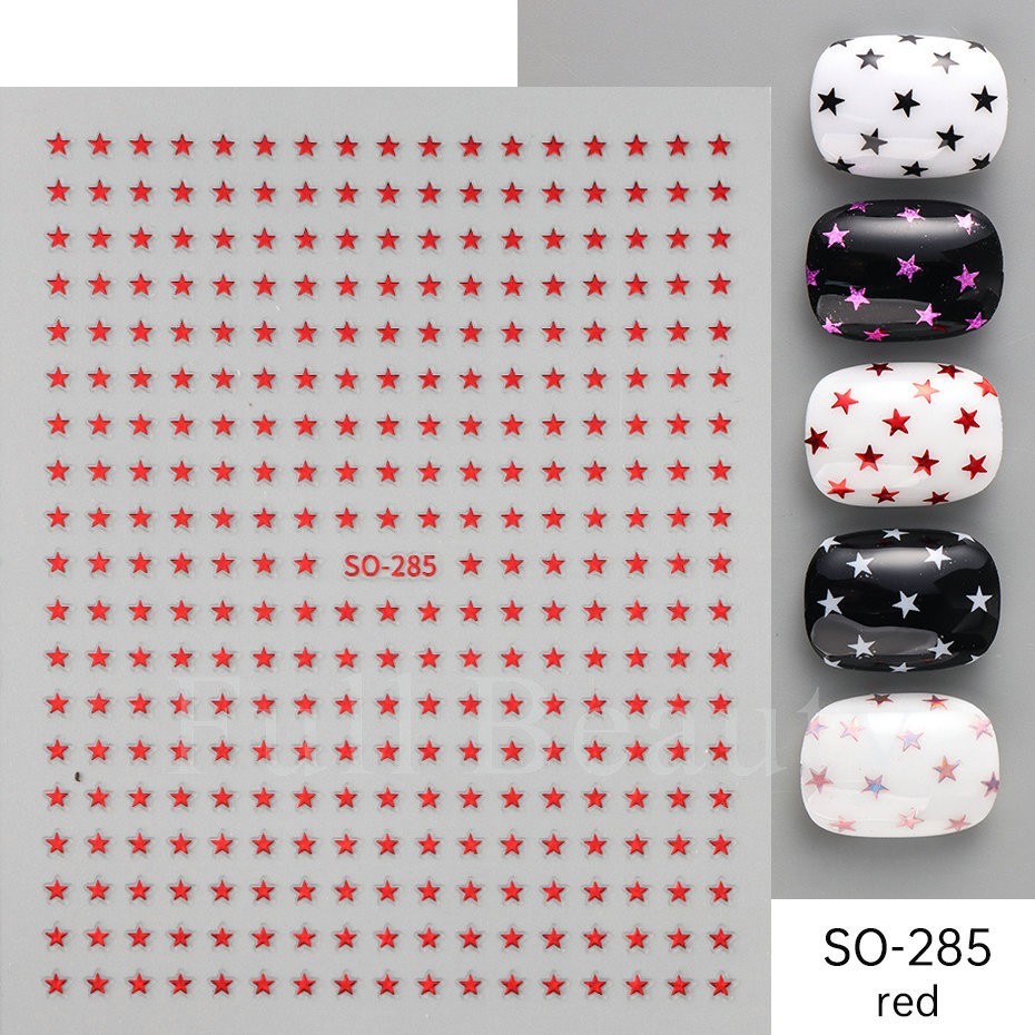 Stars Nail Art Stickers Decals 6 Sheets Supplies Self-Adhesive Peel SO285 NS53