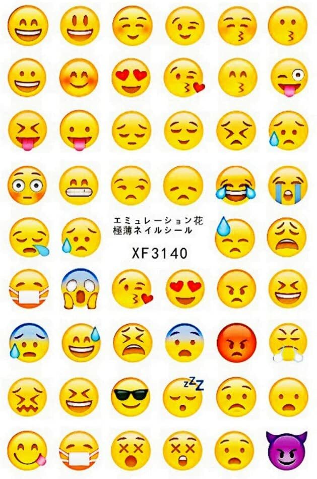 Nail Art 3D Decal Stickers 3D Self Adhesive Smiley Faces Hearts XF3140