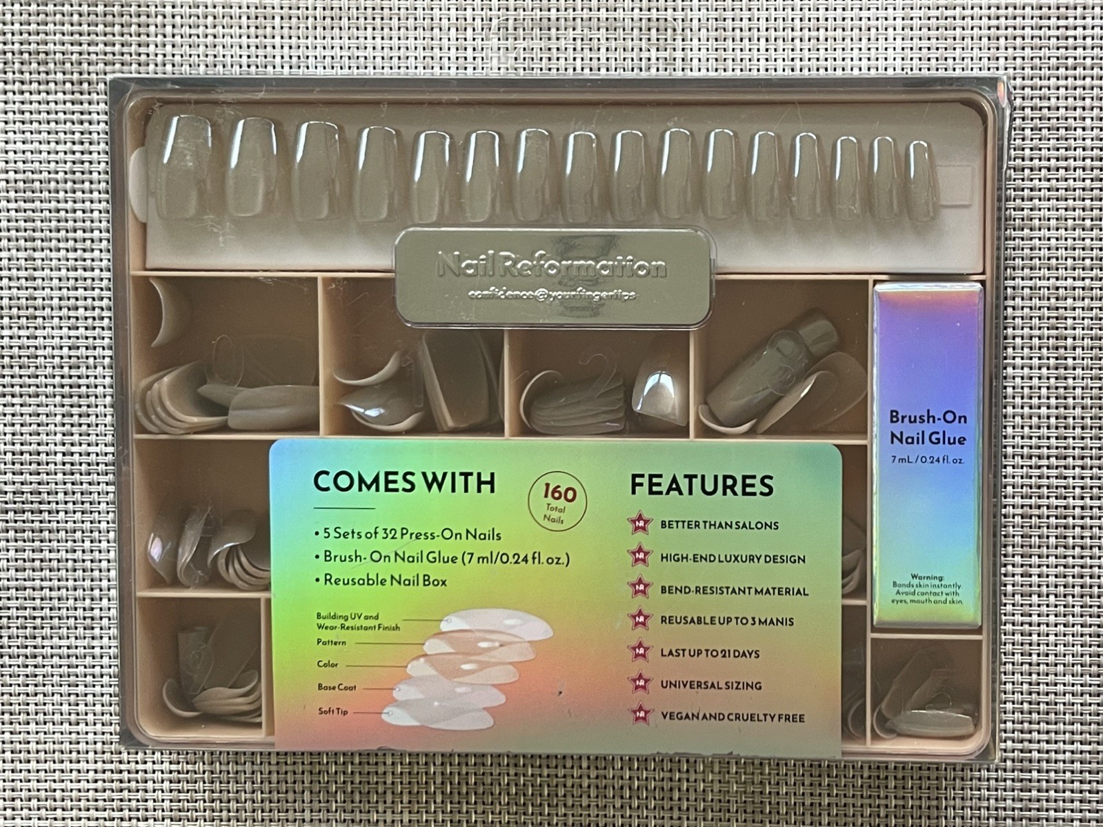 Nail Reformation Signature Nail Box Glazed Over 5 Sets of 32 Press-On Nails 160