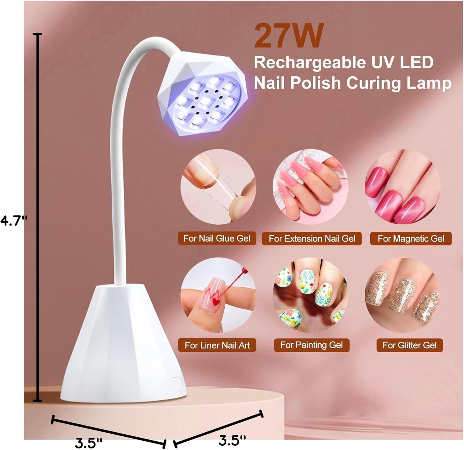 LED UV Nail Lp Recharable Mini UV Light for l X Nails Extens,