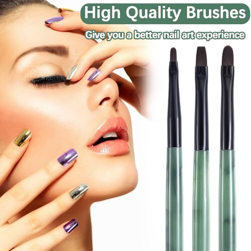 3PCS Nail Clean Up Brushes, Green Nail Art Polish Remover Pens, Cleaning