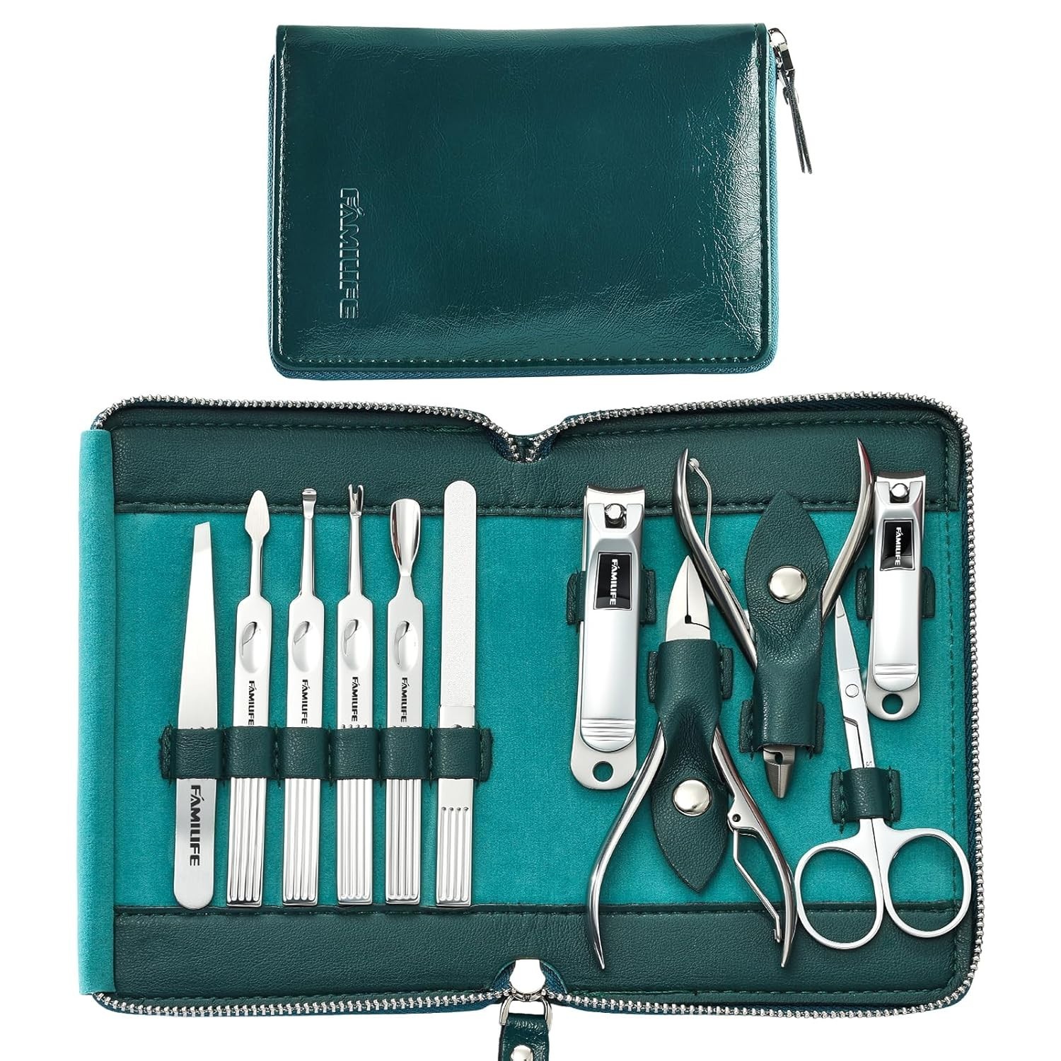 Professional 11-Piece Nail Kit with Stainless Steel Clippers and Travel Case