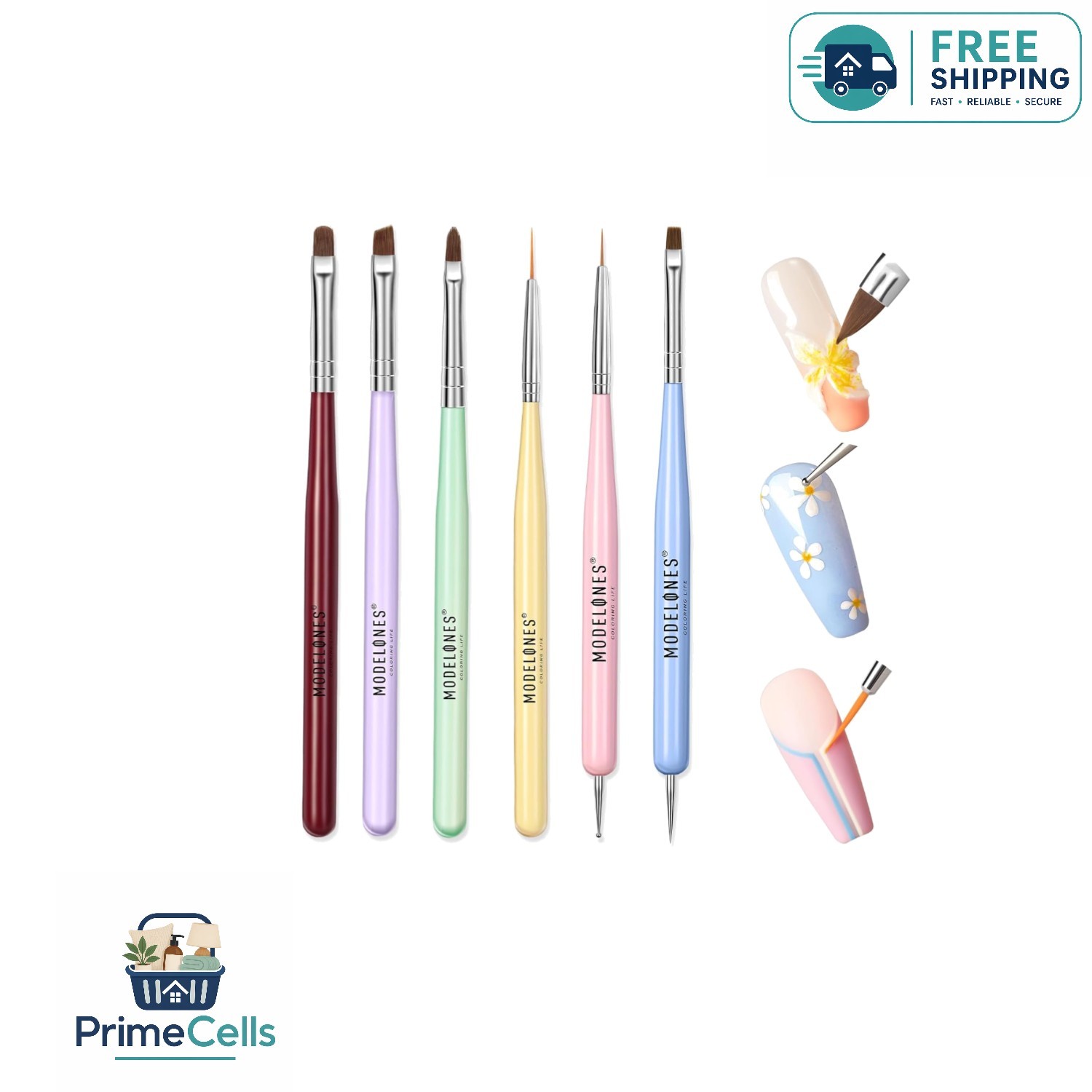Versatile 6pc Nail Art Brush Set – Ideal for Beginners & Salon-Quality Creations