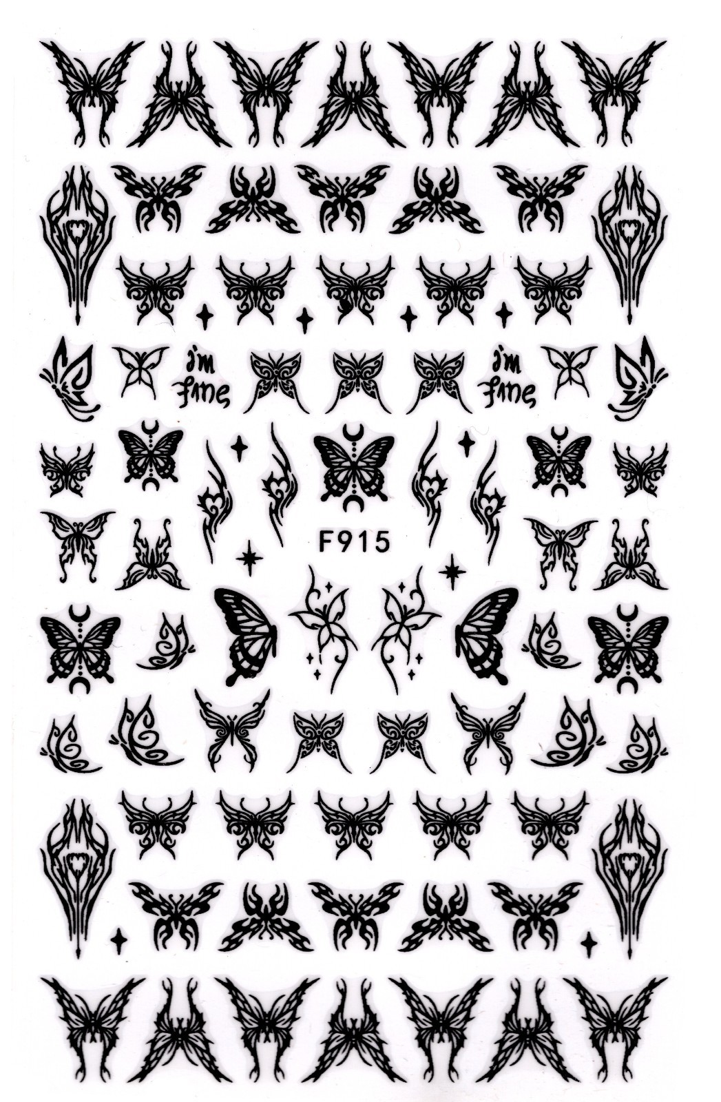 Nail Art 3D Decal Stickers beautiful white and black butterfly F915
